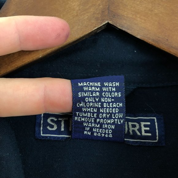 Structure Men's Size Small Blue Collared Long Sleeve Pearl Snap Cotton Shirt - Picture 8 of 9